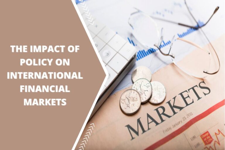 Global financial markets influenced by government policies, featuring stock market charts and international currency symbols.