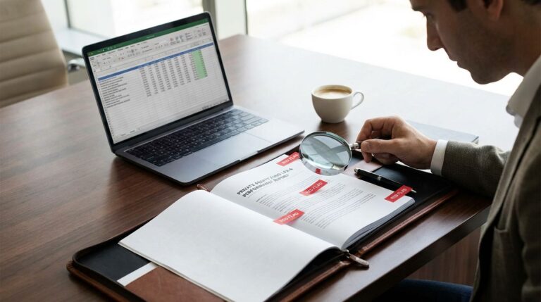 Investor reviewing a private equity fund LPA and performance report for red flags before investing